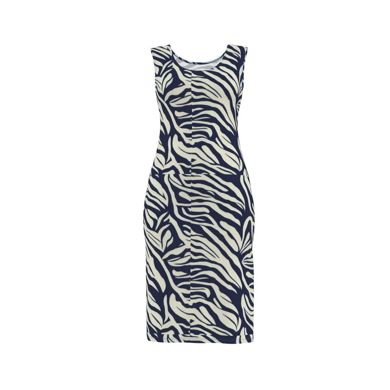 zebra print dress bodycon Women's Sleeveless Zebra Print Elegant Casual Bodycon Dres By Aloha Island Wear