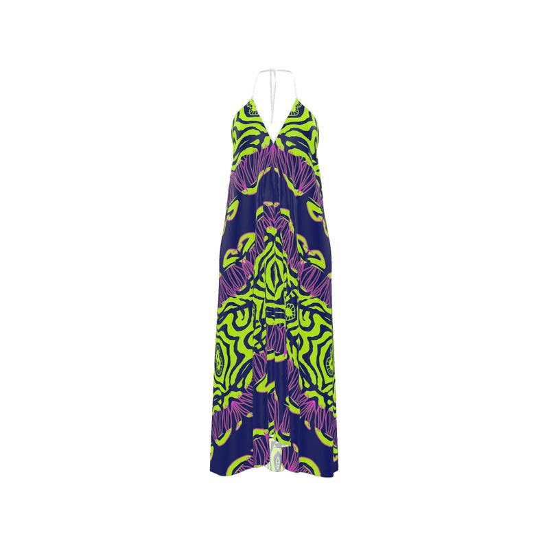 MAZIPOODLES Kente Savannah Sunshine Halterneck Backless Dress