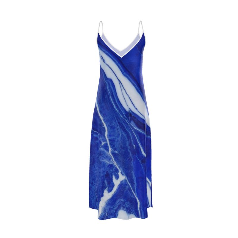 Abstract Blue Ocean Nautical Marble Waves Maxi Dress Abstract Blue Ocean Nautical Marble Waves Maxi Dress