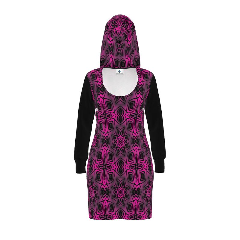 Retro Festival Pink Glow Hoodie Dress Retro Festival Pink Glow Hoodie Dress