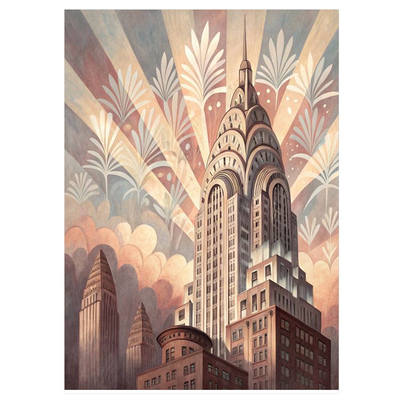 Art Deco Masterpiece: Chrysler Building Painting in Muted Tones