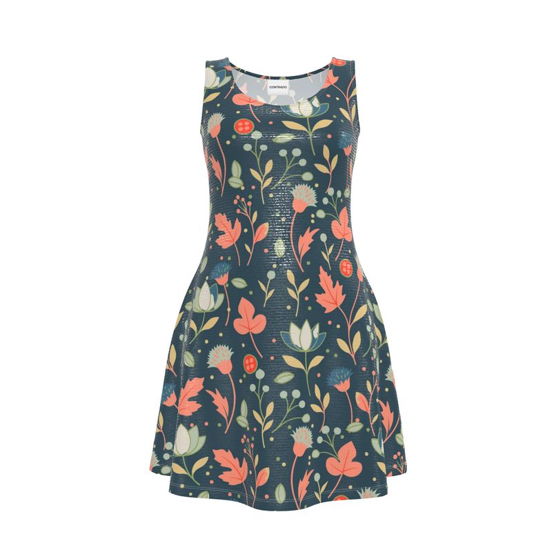 PV Styles Premium Botanical Skater Dress | Designer Fit & Flare PV Styles Premium Botanical Skater Dress | Designer Fit & Flare