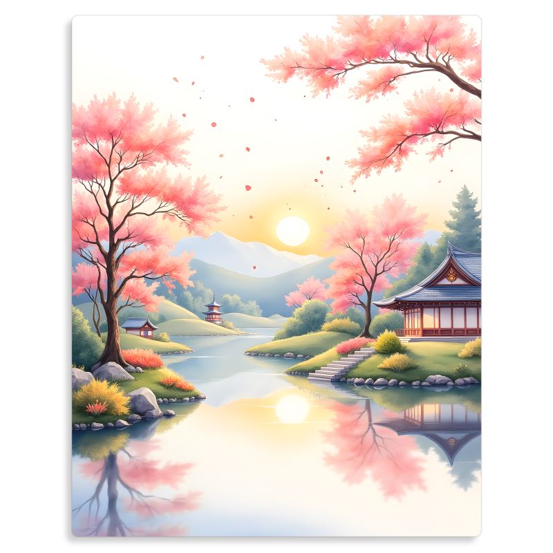 Sakura Reflections – Tranquil Japanese Sunset