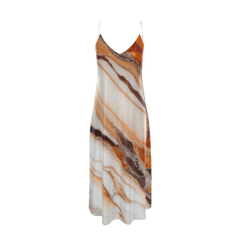 marble design dress Chocolate Marble Print Off Shoulder Mesh Midi Dress