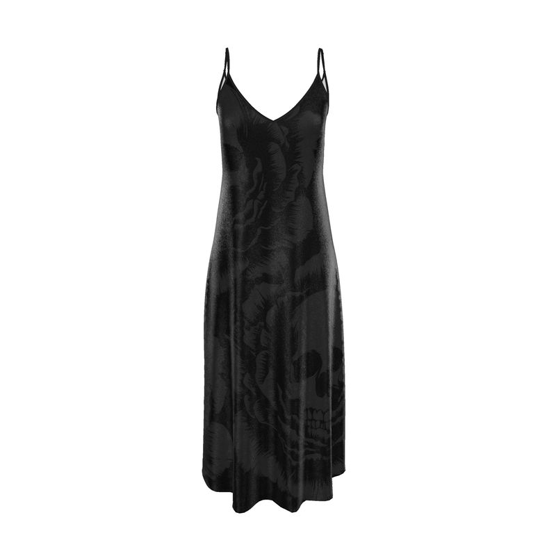 black dress skulls and roses Floral Silk Maxi Set Option:Dress/Jewel Sash Buy 2 get 1 has-sizes-us Black Sweater Dress with