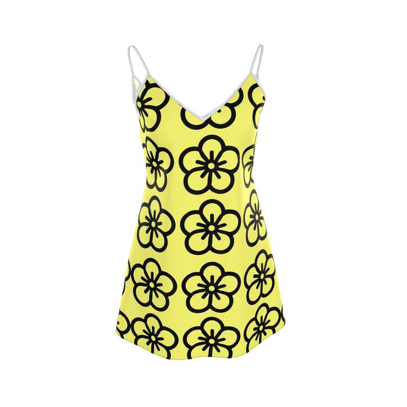 yellow floral slip dress Frill and advanced construction details to make each bikini stand out Liz Floral Petal Long Slip
