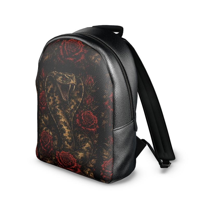 black leather backpack with roses Peculiar ROSE Business Office School for men women  peculiareyewear Height 13.8 Rose Backpack