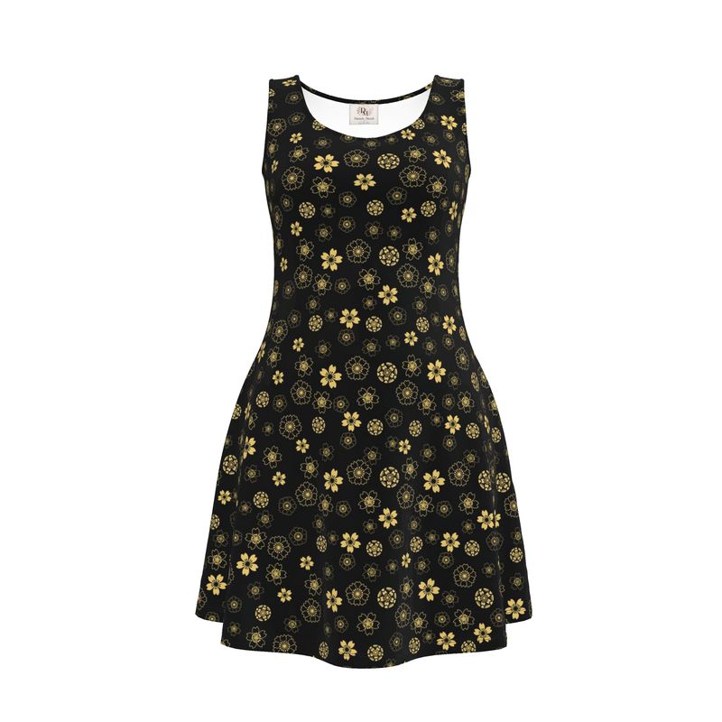 black and gold skater dress Sakura for Women LowStock:43587154411571
