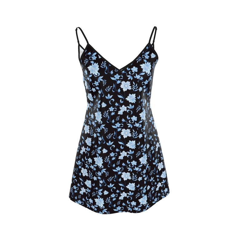 blue and white chinoiserie dress Shortsleeved Shirt XS / 6610-R566 This size guide shows product measurements taken when products are laid flat Chinoiserie Charm Ruffle Dress -