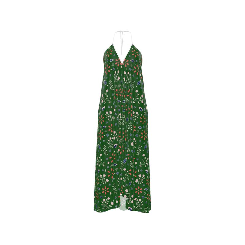 dark green backless dress Flora Halterneck size: 12
