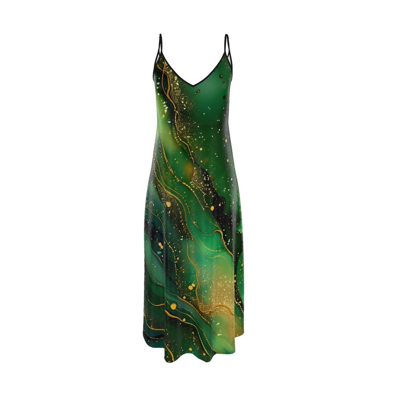 green galaxy dress Jade Slip Maxi BANDAGE-TOP