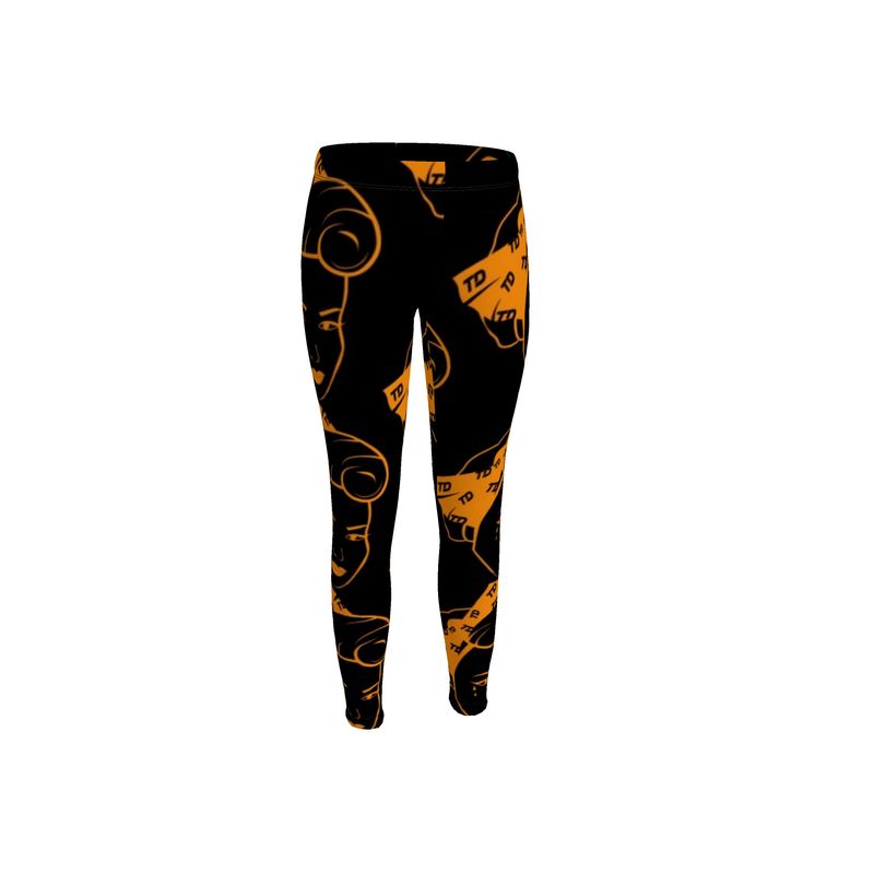 TDM Face Custom Leggings-Black/Orange