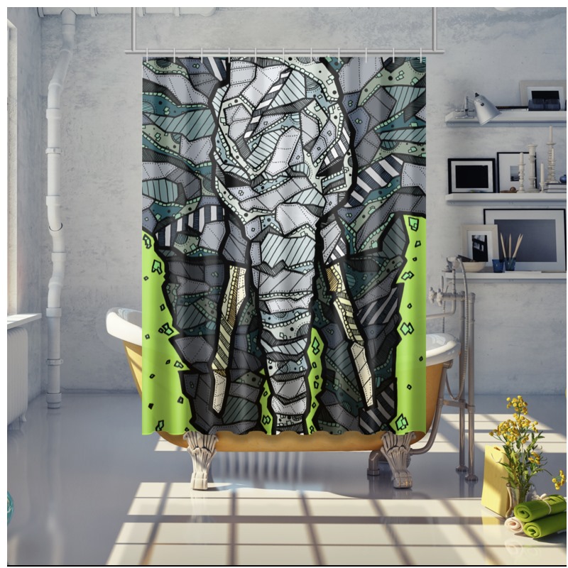 Abstract Elephant Shower Curtain 150 X 200cm