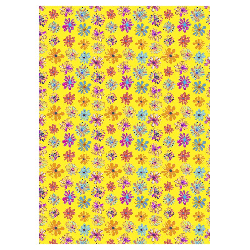Rainbow Daisies Collection on yellow Rug