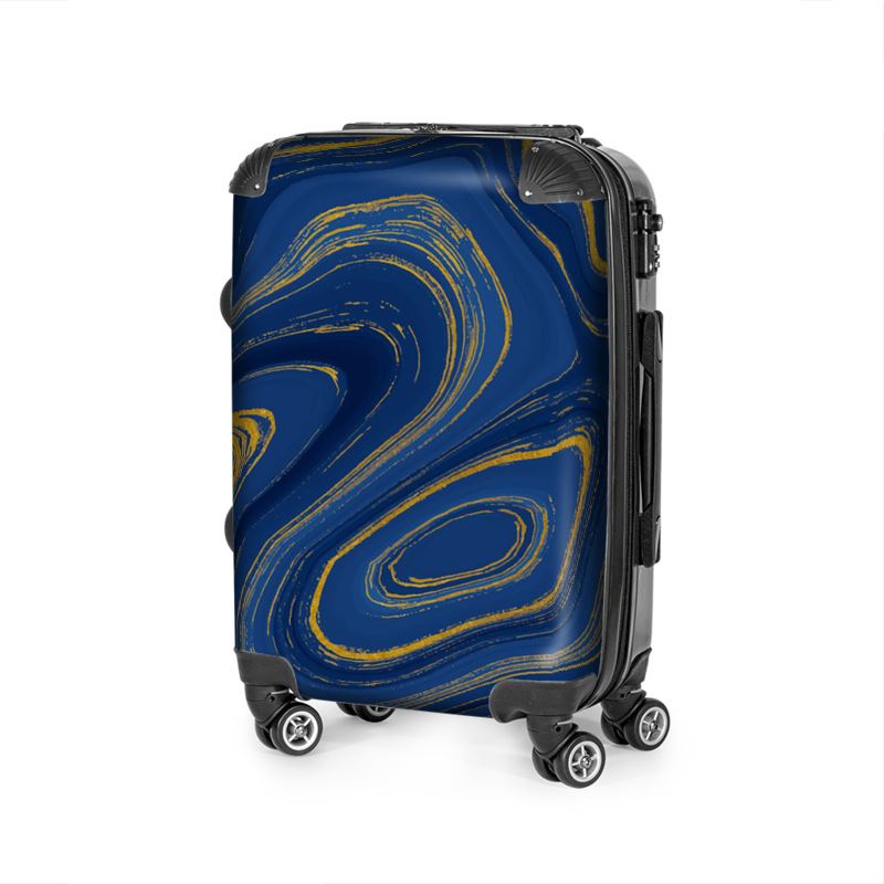 blue gold marble suitcase