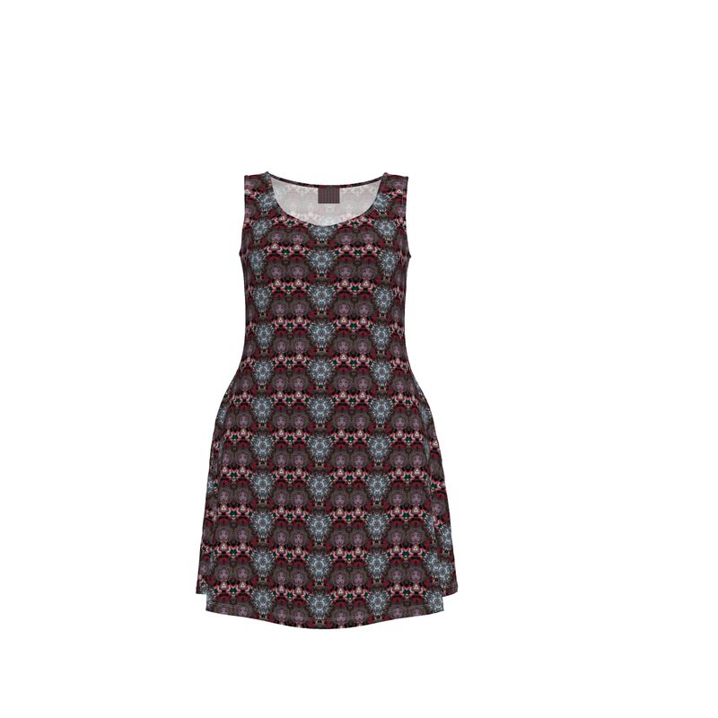 patterned skater dress Bright Skull and Lightening Bolt Patterned Women's Skater Dress
