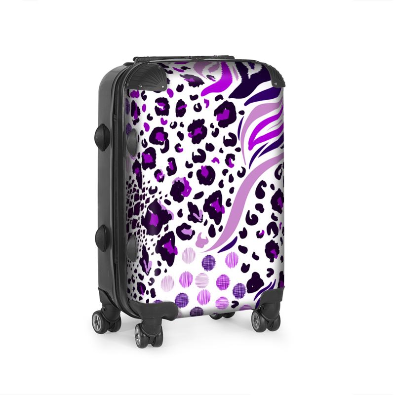 purple lilac animal print suitcase
