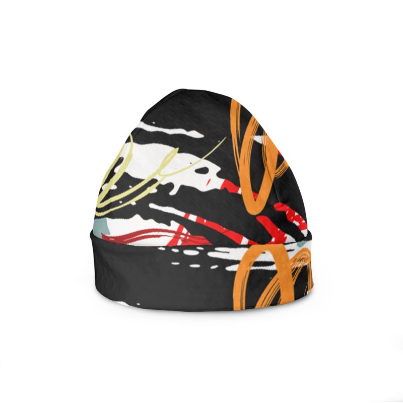 Red Black and White Graphic Style Beanie
