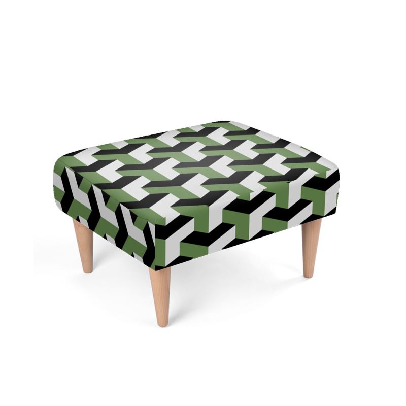 Retro Green Pattern Footstool