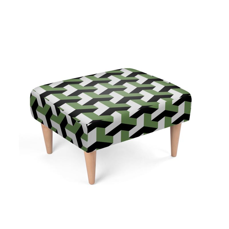 Retro Green Pattern Footstool