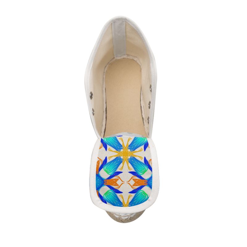 Tropical Floral Blue Green Ladies Wedge Espadrilles By Art For Paradise Tropical Floral Blue Green Ladies Wedge Espadrilles By Art For Paradise