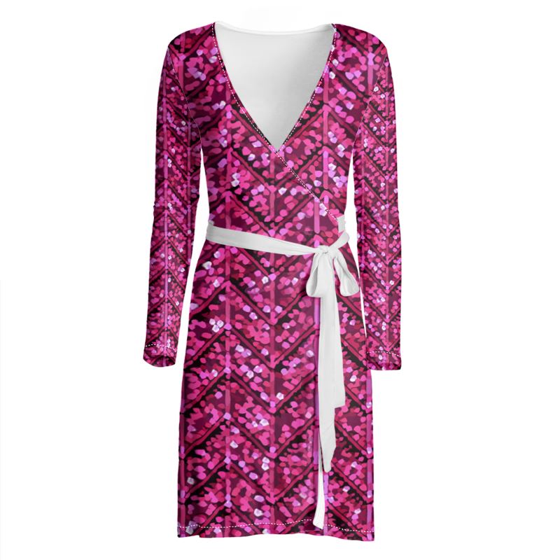 Pink Glitter Chevron Wrap Dress by Imaginesium Pink Glitter Chevron Wrap Dress by Imaginesium