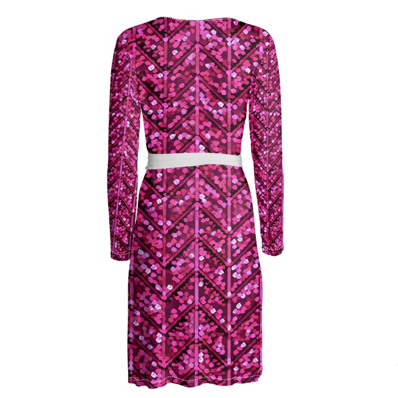 Pink Glitter Chevron Wrap Dress by Imaginesium Pink Glitter Chevron Wrap Dress by Imaginesium