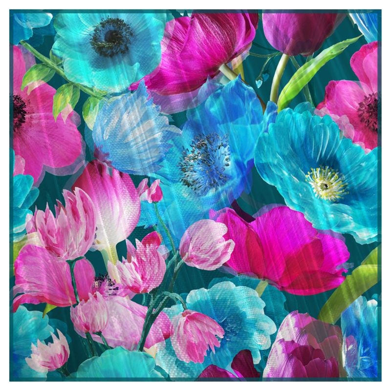 Teal And Magenta Pink Photographic Floral Scarf Ellie Cartlidge