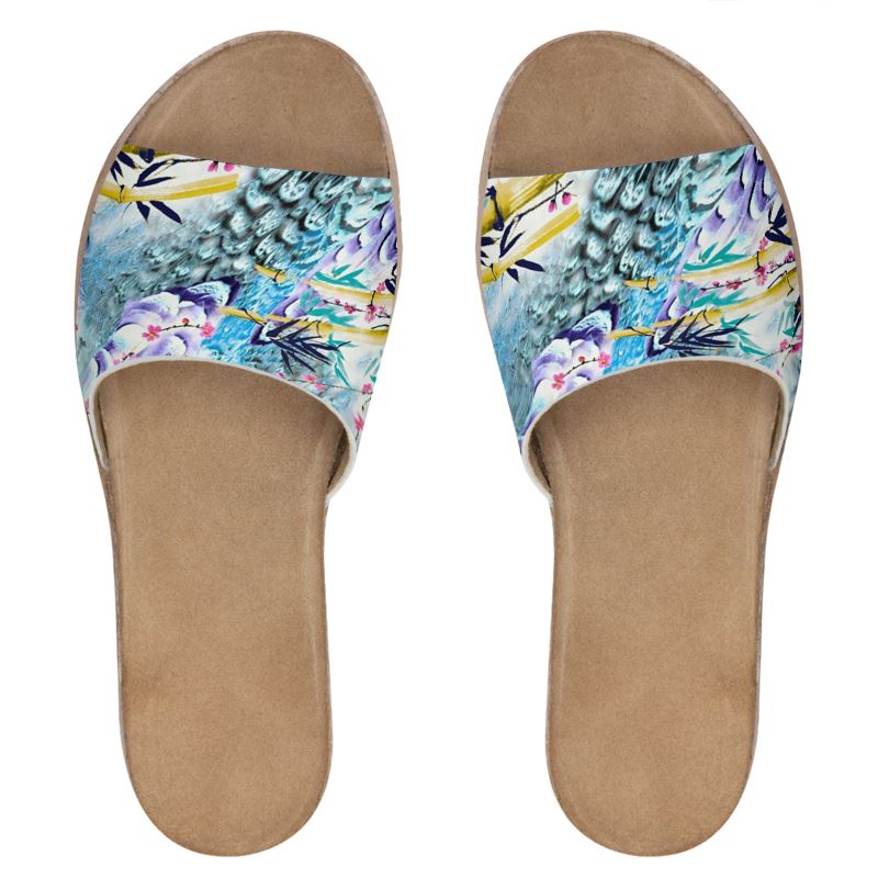 Womens Leather Sliders