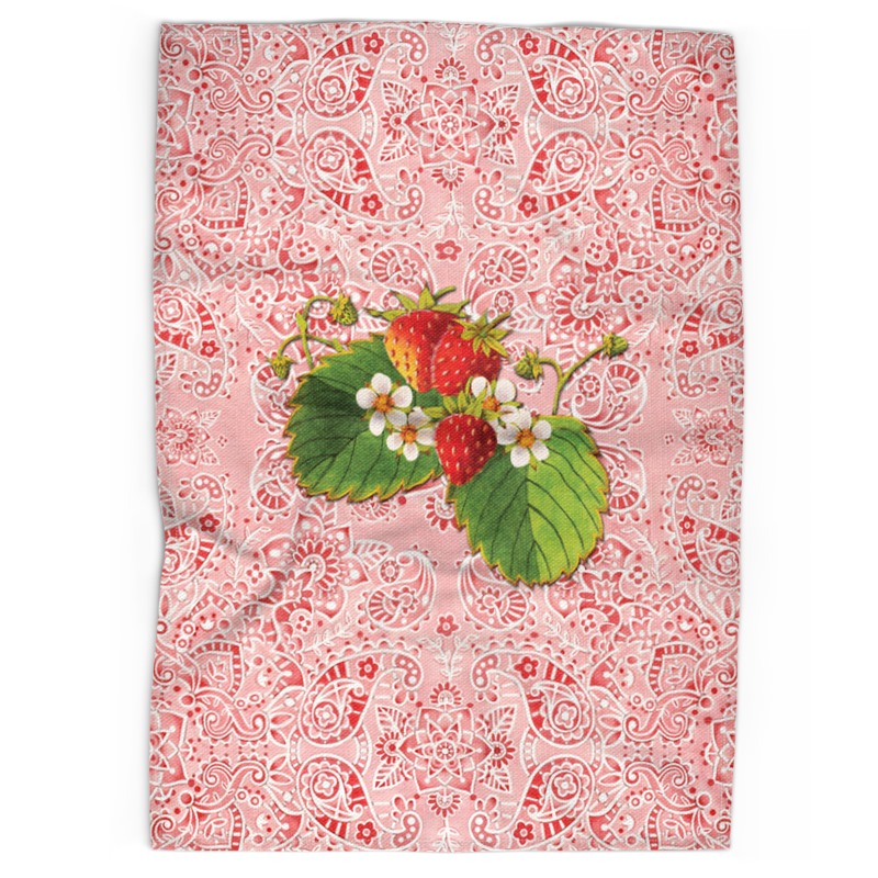 Pink Paisley Strawberry Tea Towels