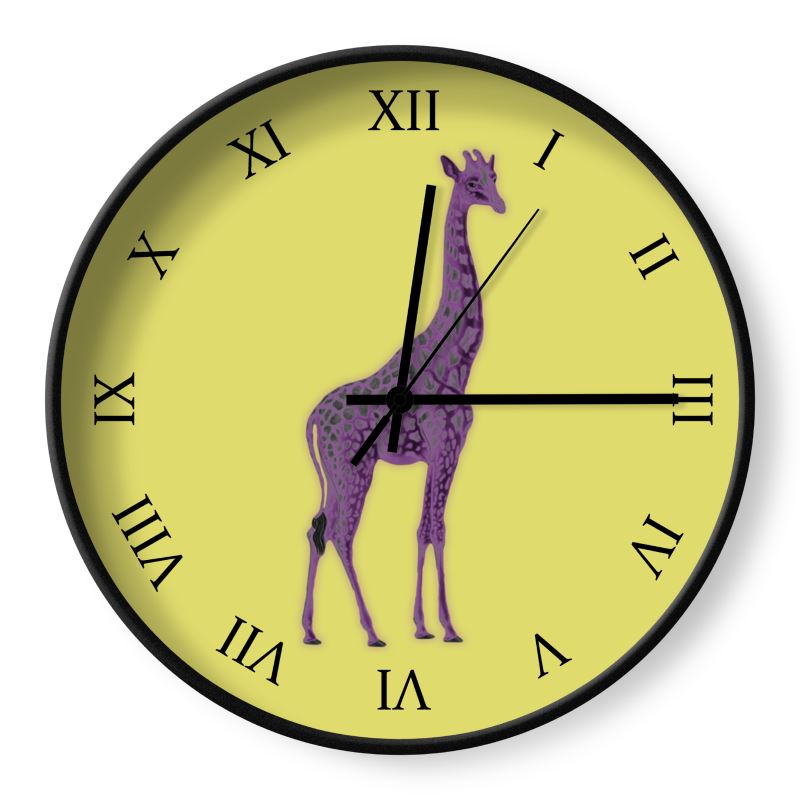 Wall Clocks Purple Neon Giraffe