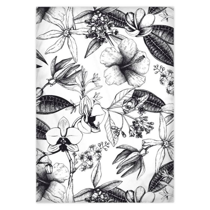 Black And White Exotic Floral Duvet Covers