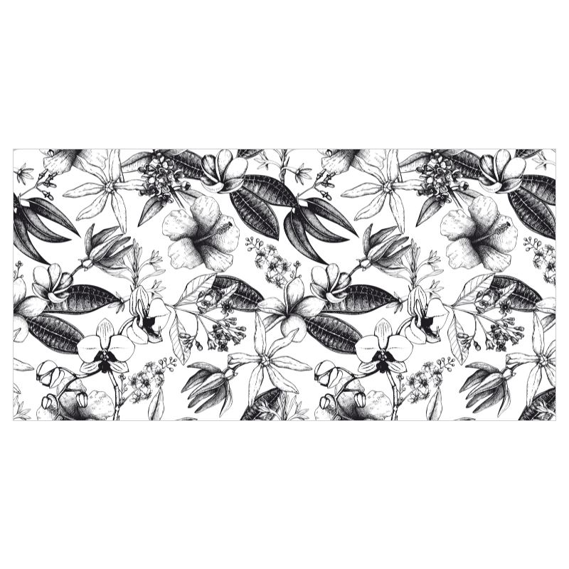 Black And White Exotic Floral Wallpaper