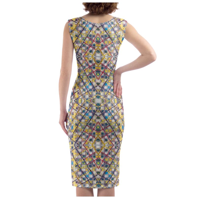 Ljubljana: Bodycon Dress in chequer pattern multi colour