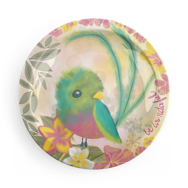 tropical birds printed kids party plates