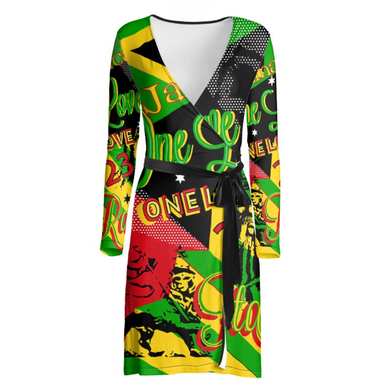 Jamaican One Love Reggae Party Wrap Dress
