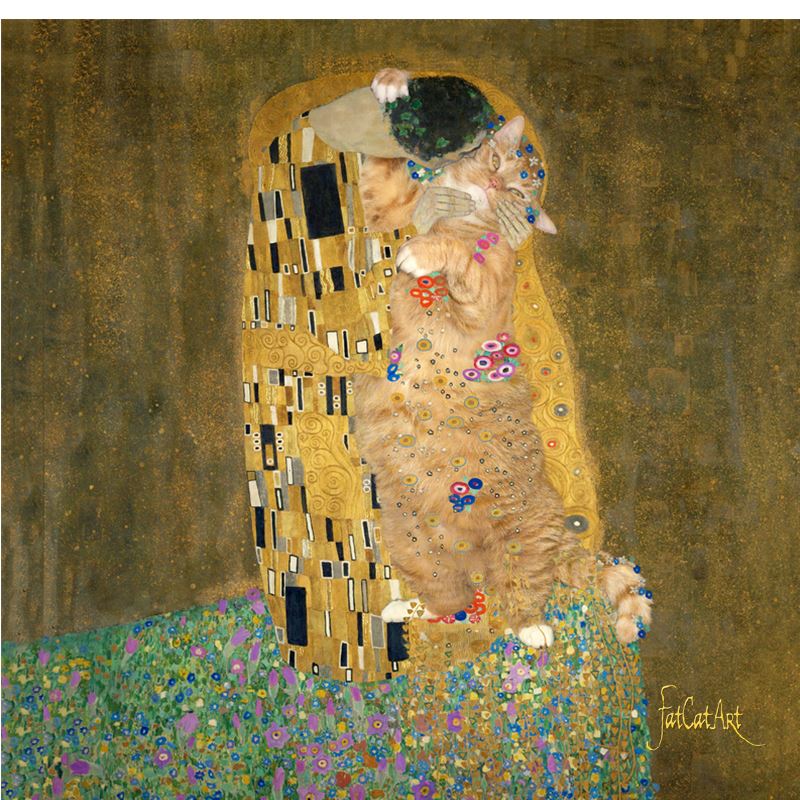 Cushion "Klimt's Kiss the Cat"