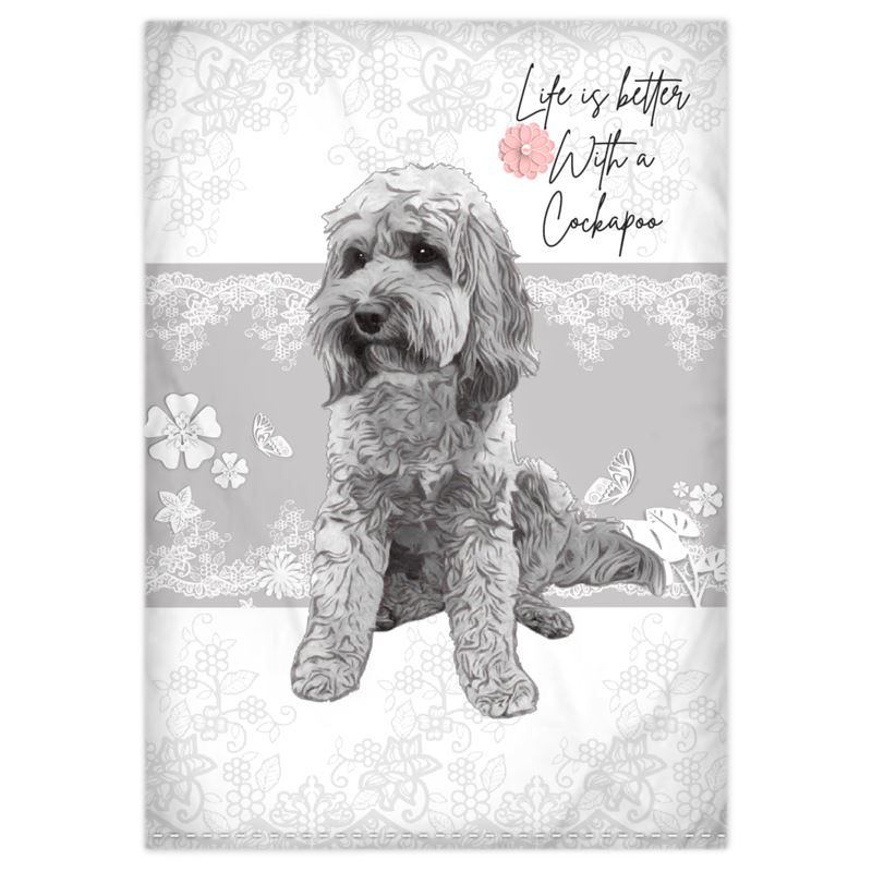 Beautiful cockapoo design small single duvet cover and pillow set