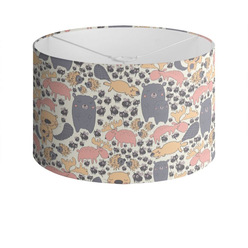 Scandinavian Critters Patterned Drum Lamp Shade