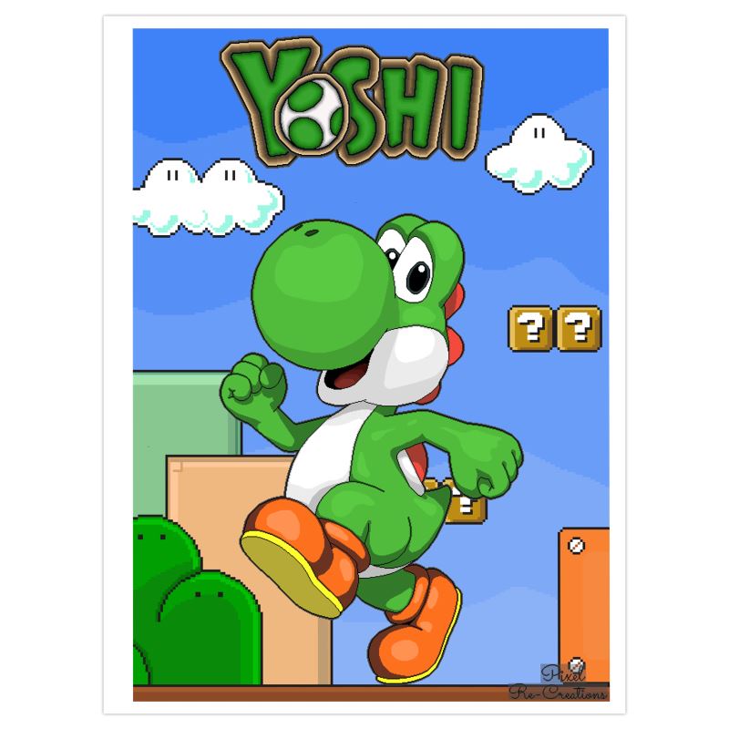 Yoshiページ A3 Pixelated Yoshi Poster