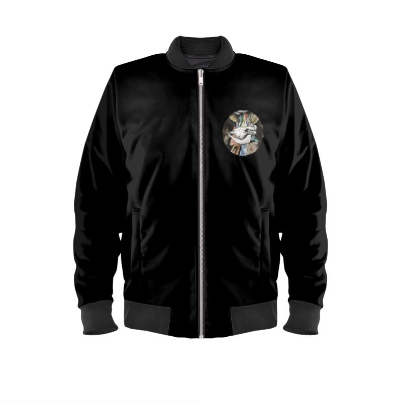 Mens Bomber Jacket Cow Skull on Colourful Background