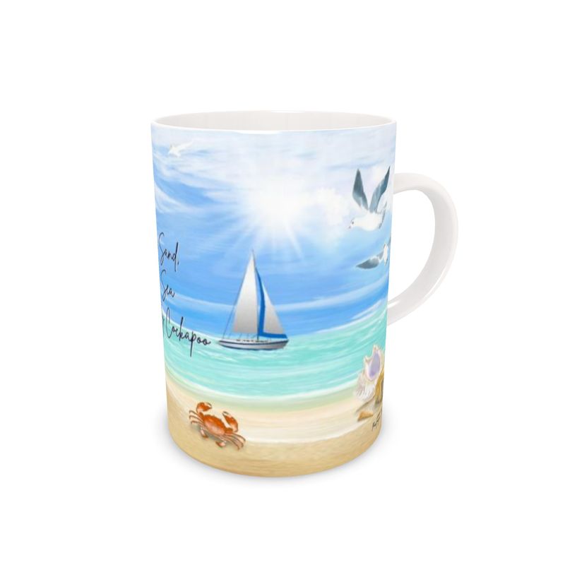 BLUE ROAN COCKAPOO BONE CHINA MUG (beach)