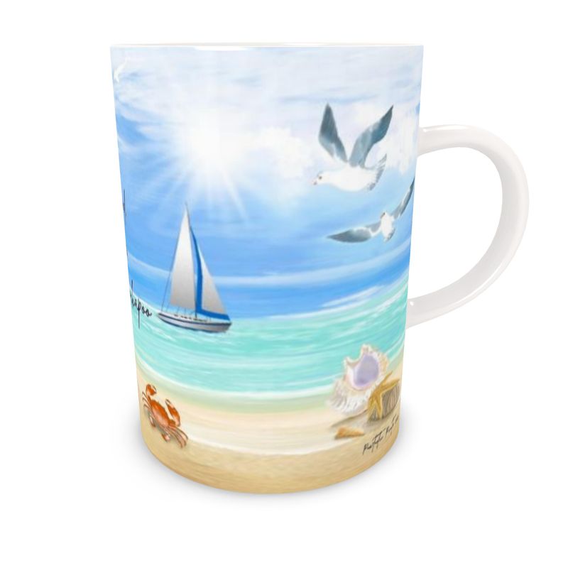 BLUE ROAN COCKAPOO BONE CHINA MUG (beach)