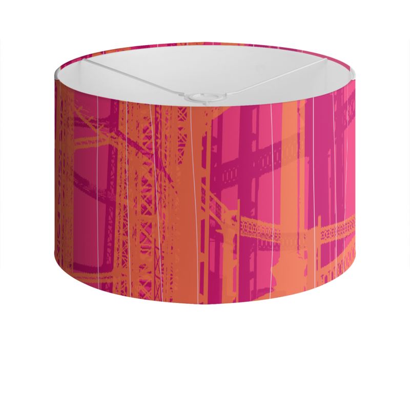 Pink Orange Gasometers Drum Lamp Shade