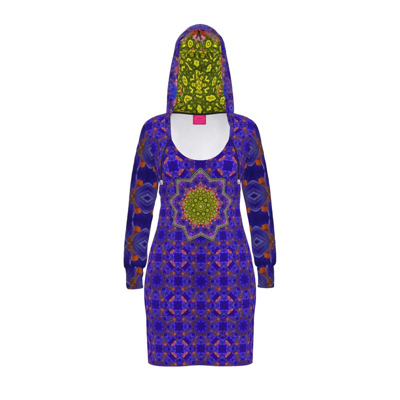 Hoodie Dress with Crocus Pattern Hoodie Dress with Crocus Pattern