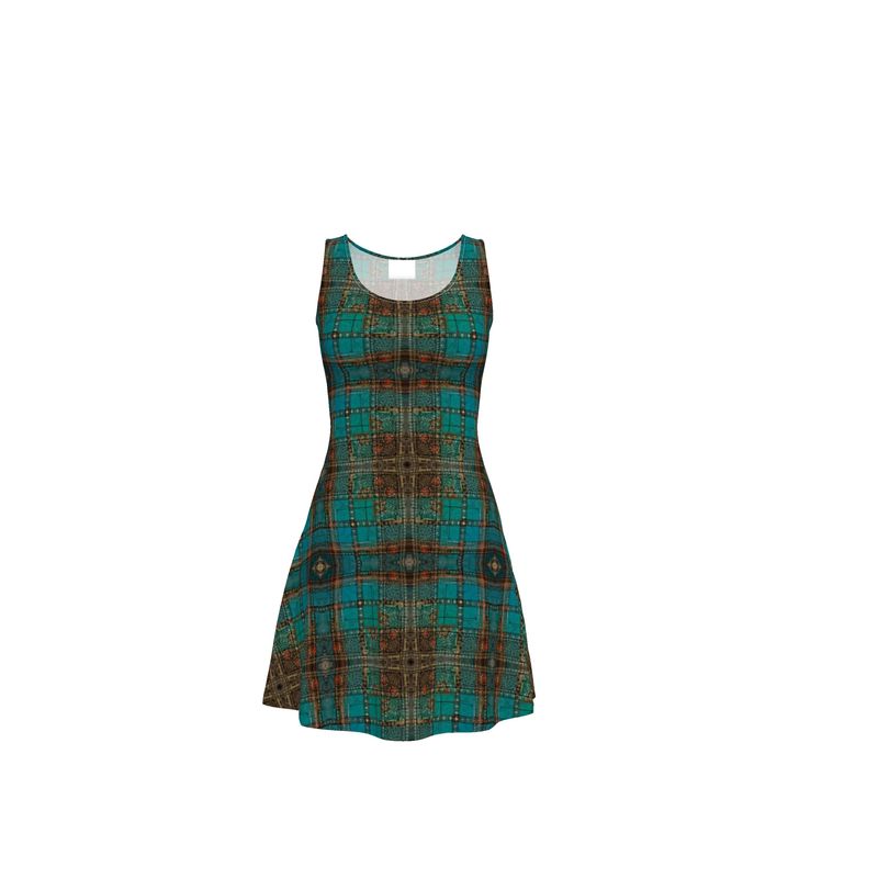turquoise skater dress Solid Teal Turquoise Skater Dress for Women, All Over Print Fit and Flare Dress, Cute Sleeveless Plus Size Dress, Summer Aloha Beach Dress