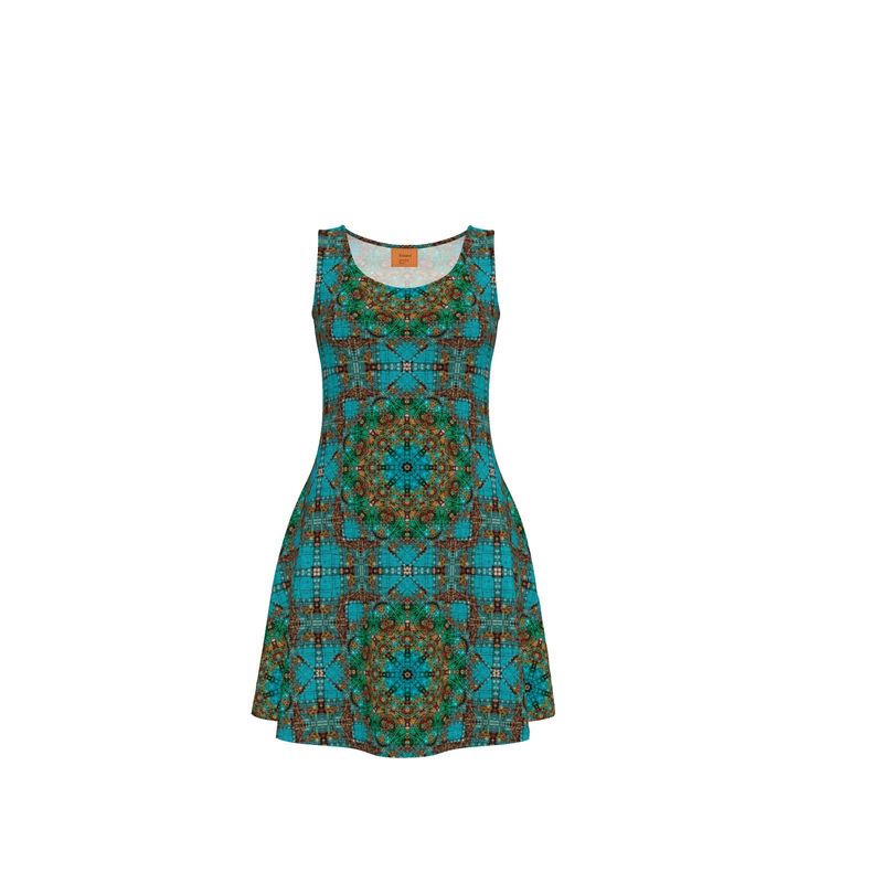 turquoise skater dress Skater dress with Turquoise 8-pointed stars