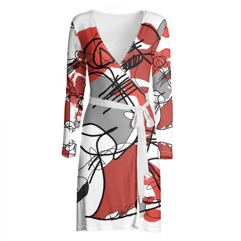 knee length dresses for ladies Kiyonna Women's Whimsy Ruffled Midi Wrap Dress main image 0