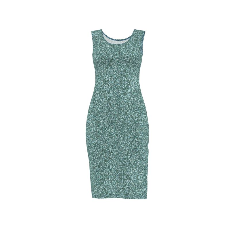 Teal Pixel Camo Bodycon Dress