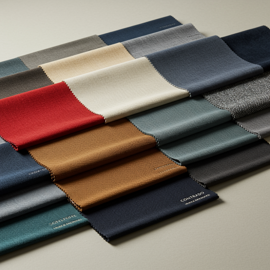 Premium fabric and leather samples in diverse textures and patterns